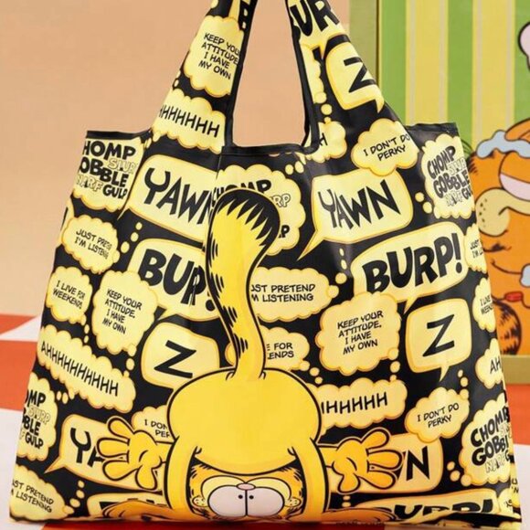 GARFIELD Cartoon Animal & Letter Graphic Foldable Tote Bag, XL (NWT) - Picture 1 of 3